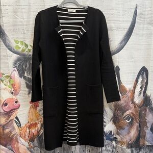 Max Studio Black Open-Front Cardigan